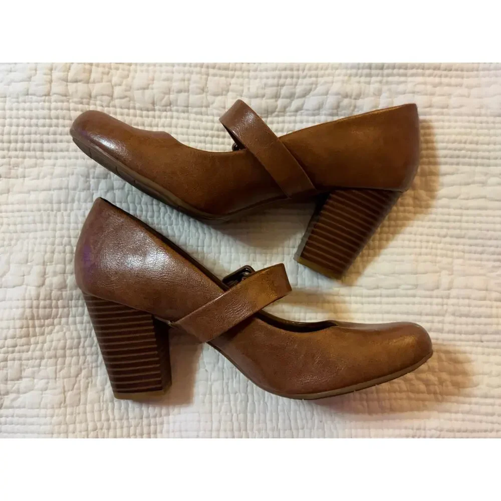 Eurosoft by Sofft Brown Mary Jane Comfort Shoes Women’s 8M Block Heel